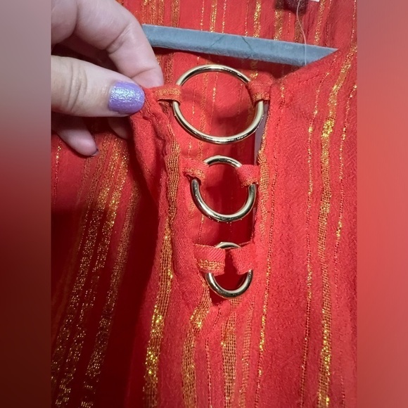 Michael Kors Orange and Gold Swimsuit Coverup Kaftan Medium - Picture 8 of 11